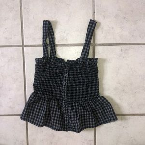 Black and Grey Flowy Cropped Tank Top Size: Small
